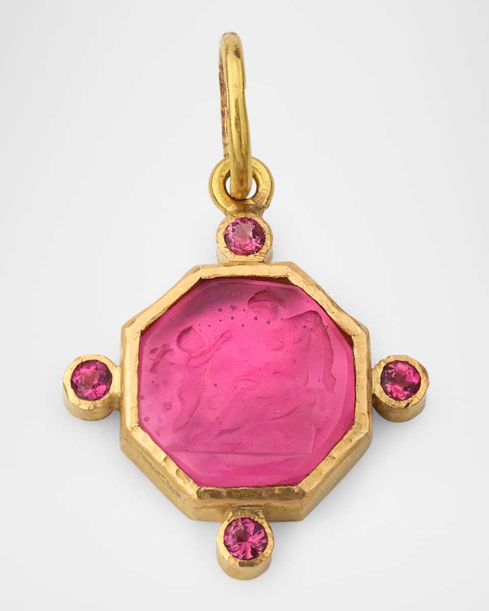 19K Small Octagonal Venetian Glass Intaglio Pendant